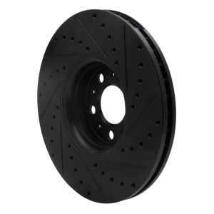 Volvo XC90 Brake Rotor (1) - Front Left - R1 Concepts - Drilled & Slotted - Black - `03-`14